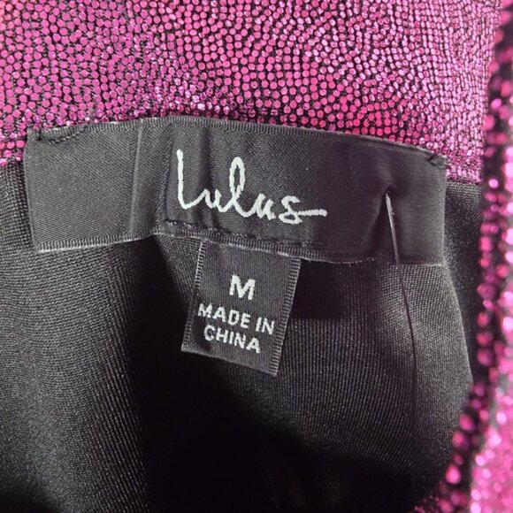 NWT‎ Lulus Dancefloor Bombshell Metallic Pink One-Shoulder Mini Dress Size M & L - Picture 7 of 14